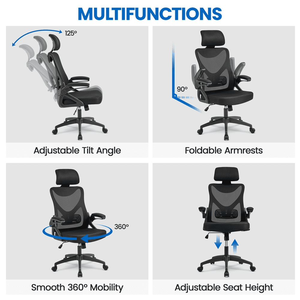 SmileMart Ergonomic Mesh Office Chair High Back. Black