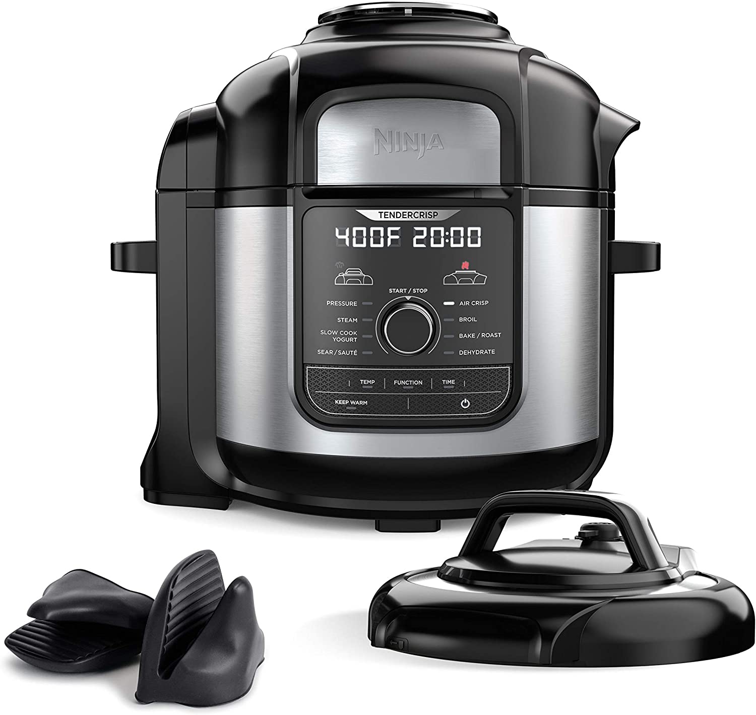 Ninja FD402 Stainless Ste Foodi 8qt. 9-in-1 Deluxe XL Pressure Cooker & Air Fryer-Stainless Steel/Black