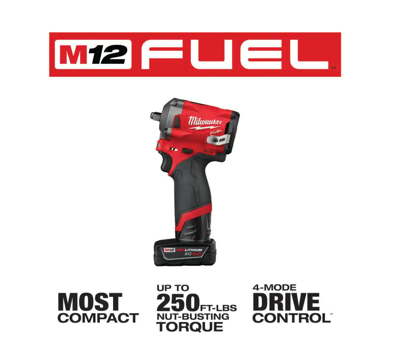 Milwaukee 2554-22-2557-20 M12 FUEL 12V Lithium-Ion Brushless Cordless Stubby 3/8 in. Impact Wrench & Ratchet Combo Kit (2-Tool)