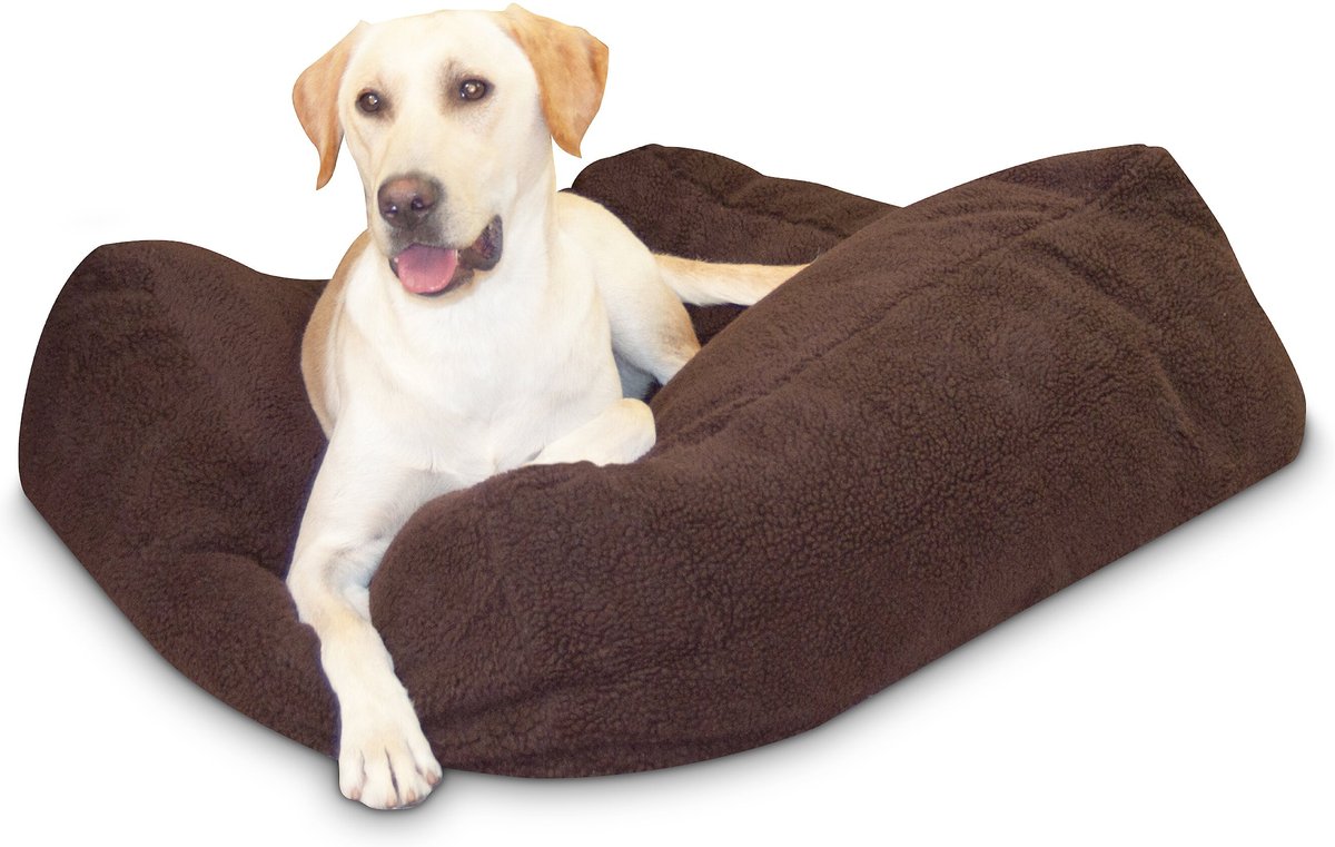 K&H Pet Products Cuddle Cube Pillow Cat & Dog Bed. Mocha. Large (32 in x 32 in)