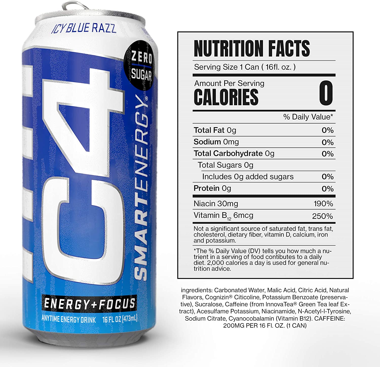 Cellucor C4 Smart Energy Icy Blue Razz 16oz 12pack