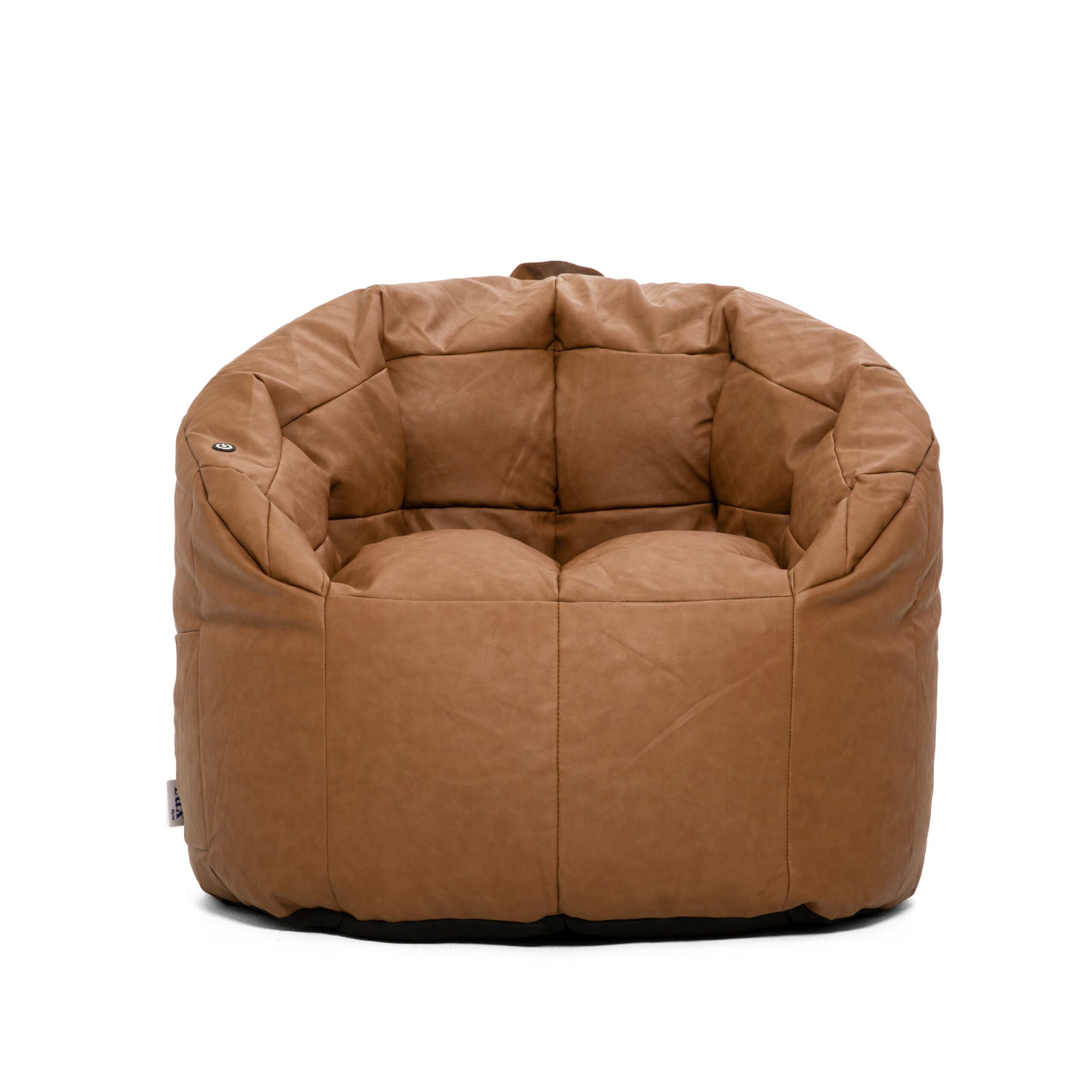 Big Joe Milano Bean Bag Chair with Vibe. Caramel Montana Leather