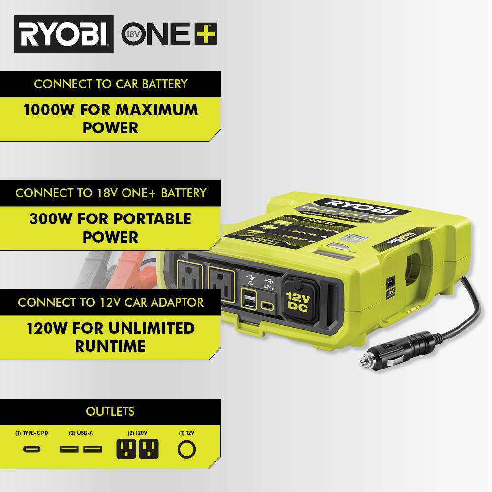 RYOBI RYi1030A ONE+ 18V 1000-Watt Max 12-Volt Automotive Power Inverter