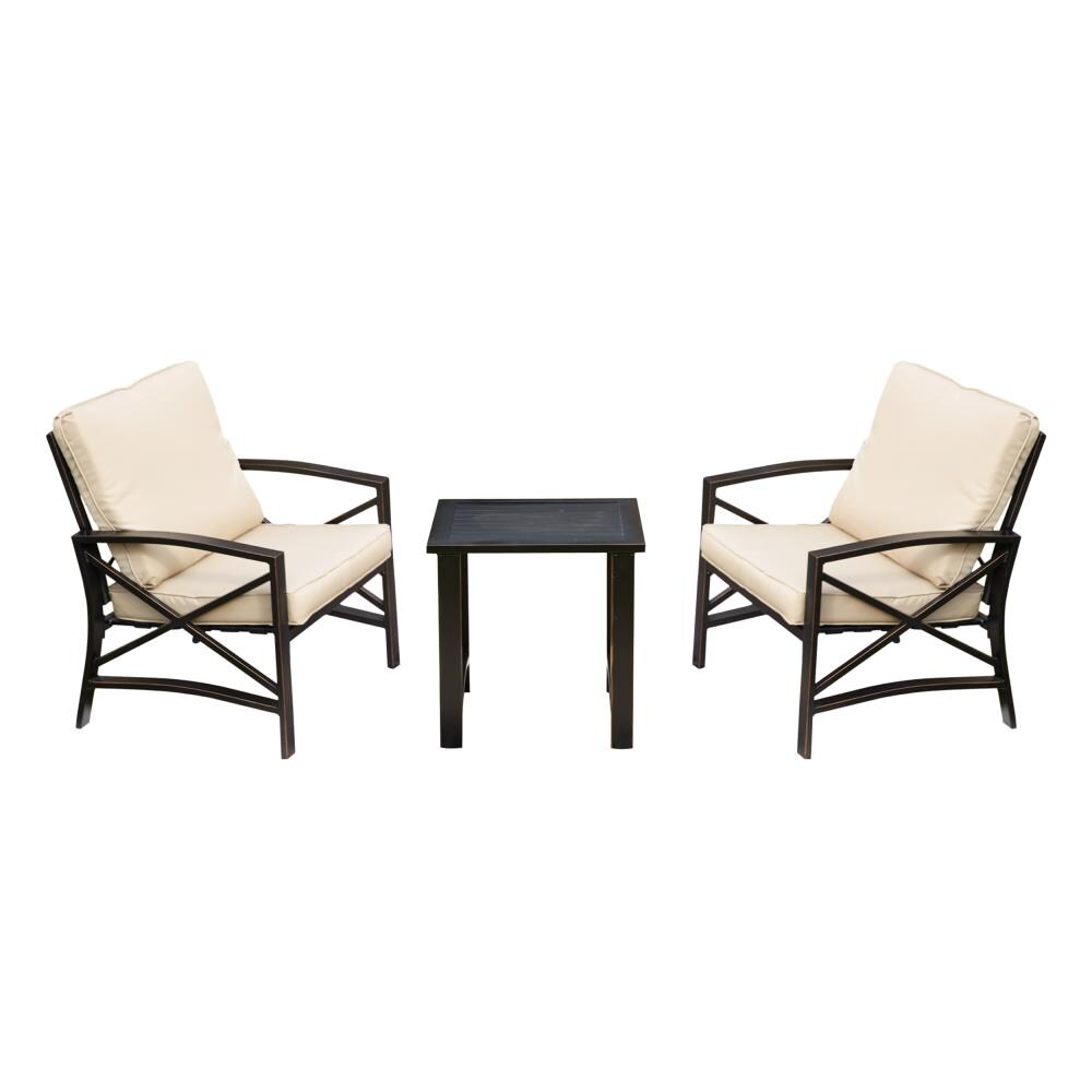 Top Home Space 3-Piece Off-white Bistro Patio Set with Off-white Cushions