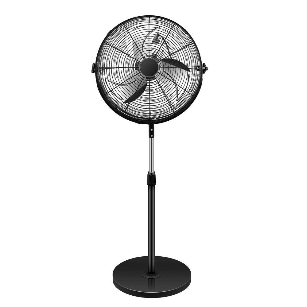 Edendirect DHS0RA220422007 20 in. Pedestal Standing Fan. High Velocity. Heavy Duty Metal For Industrial.Commercial.Residential.Greenhouse Use.Black