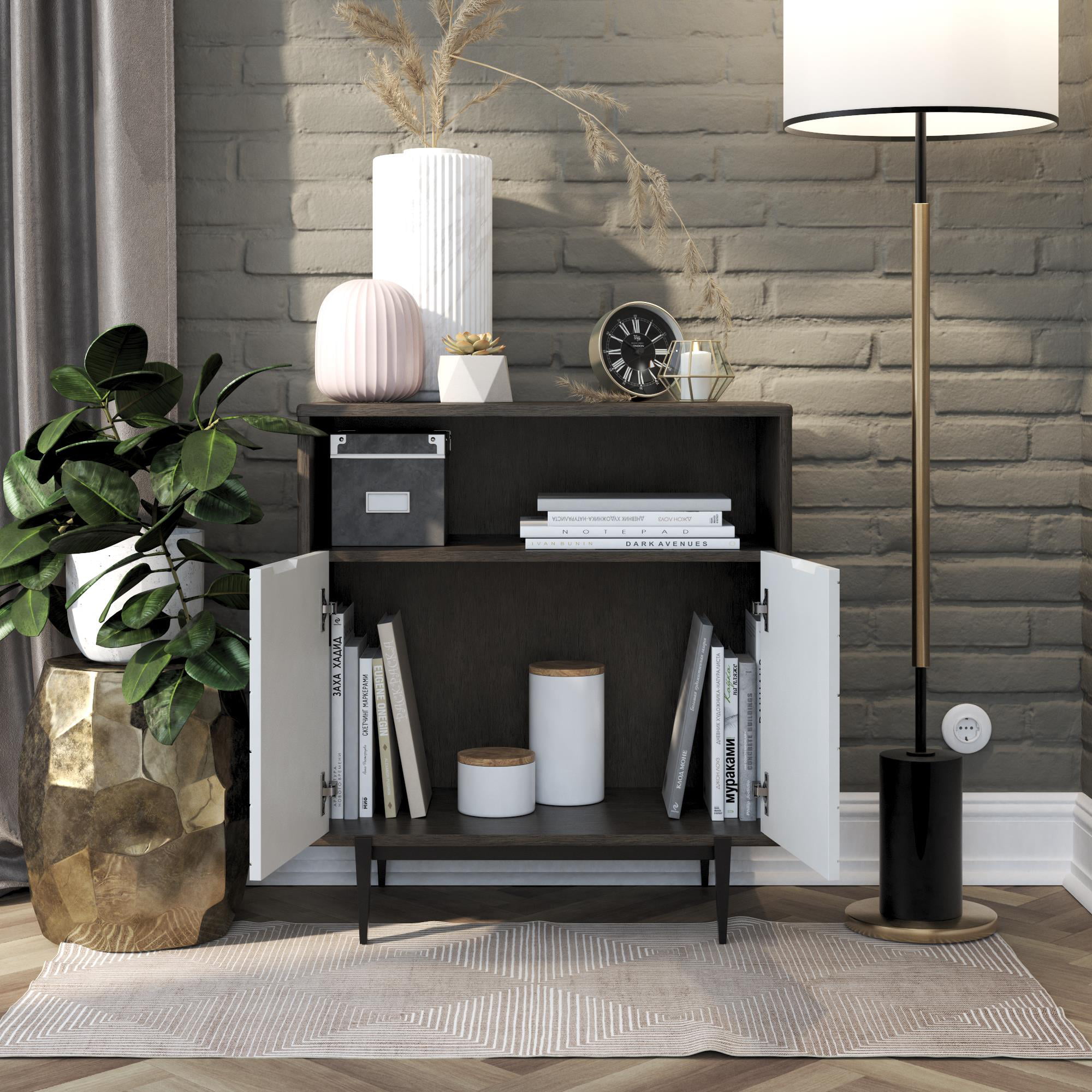 CosmoLiving by Cosmopolitan Olivia Storage Cabinet. Gray Oak
