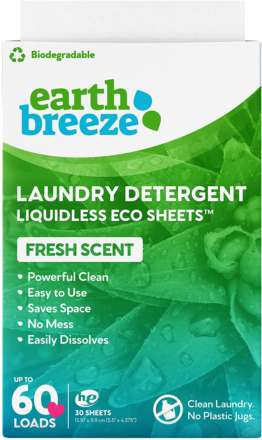 Earth Breeze Laundry Detergent Sheets.Fresh Scent . 30 Sheets. Liquidless Technology