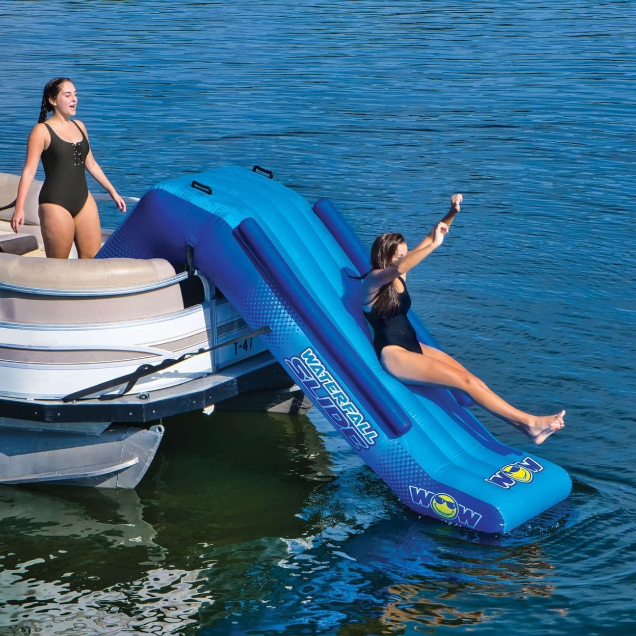 WOW SPORTS Inflatable Waterfall Slide for Pontoon Boats 1 Person