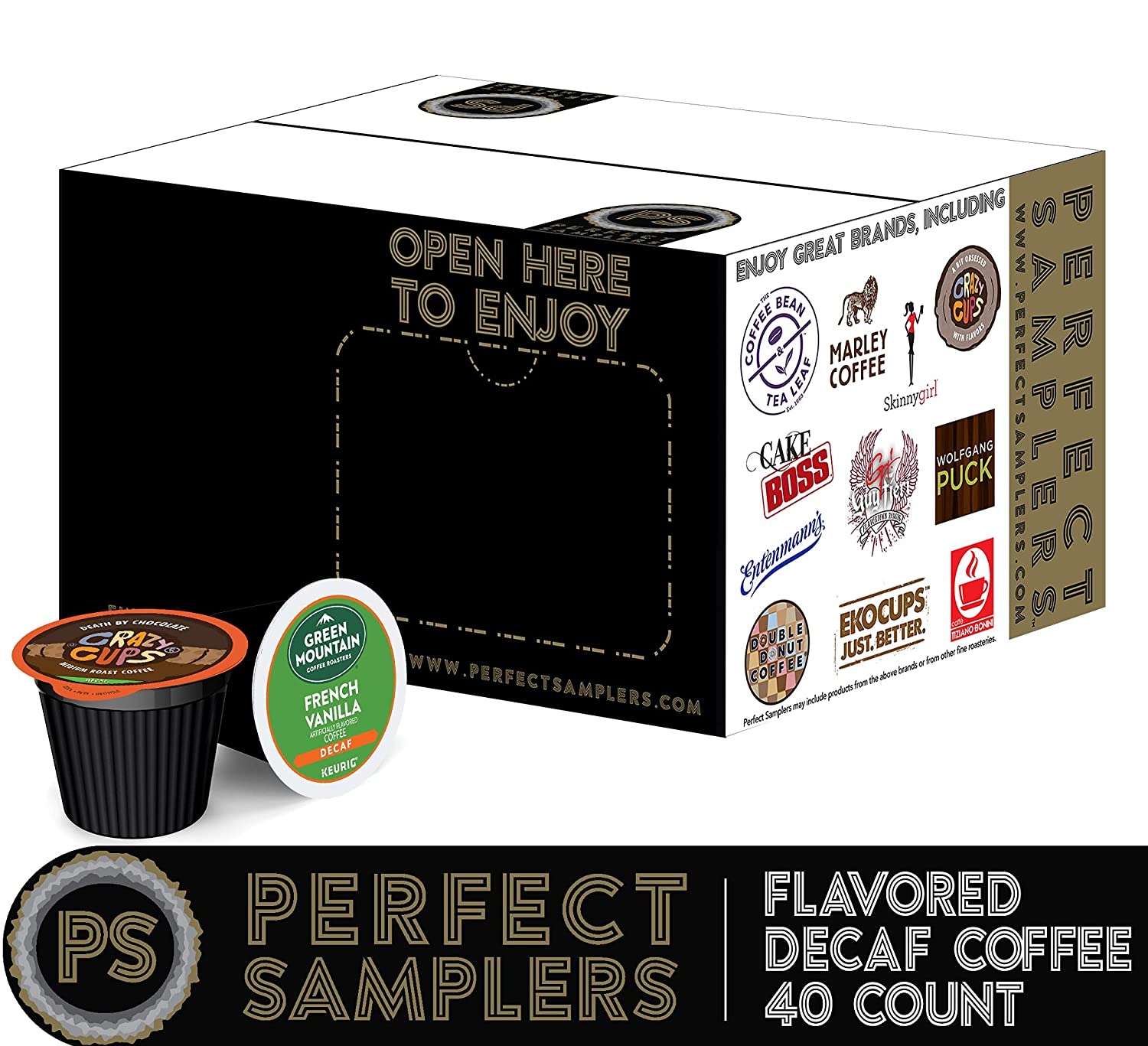 Flavored Decaf Coffee Pods Variety Pack. Great Mix of Decaffeinated Coffee Pods Compatible. 40 Count