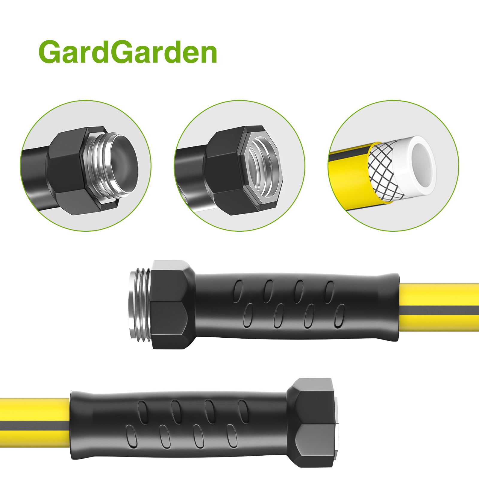 Gardguard Garden Hose 50ft x 5/8″ Heavy Duty. Lightweight Not for Drinking Water. Include Nozzle. Yellow & Black