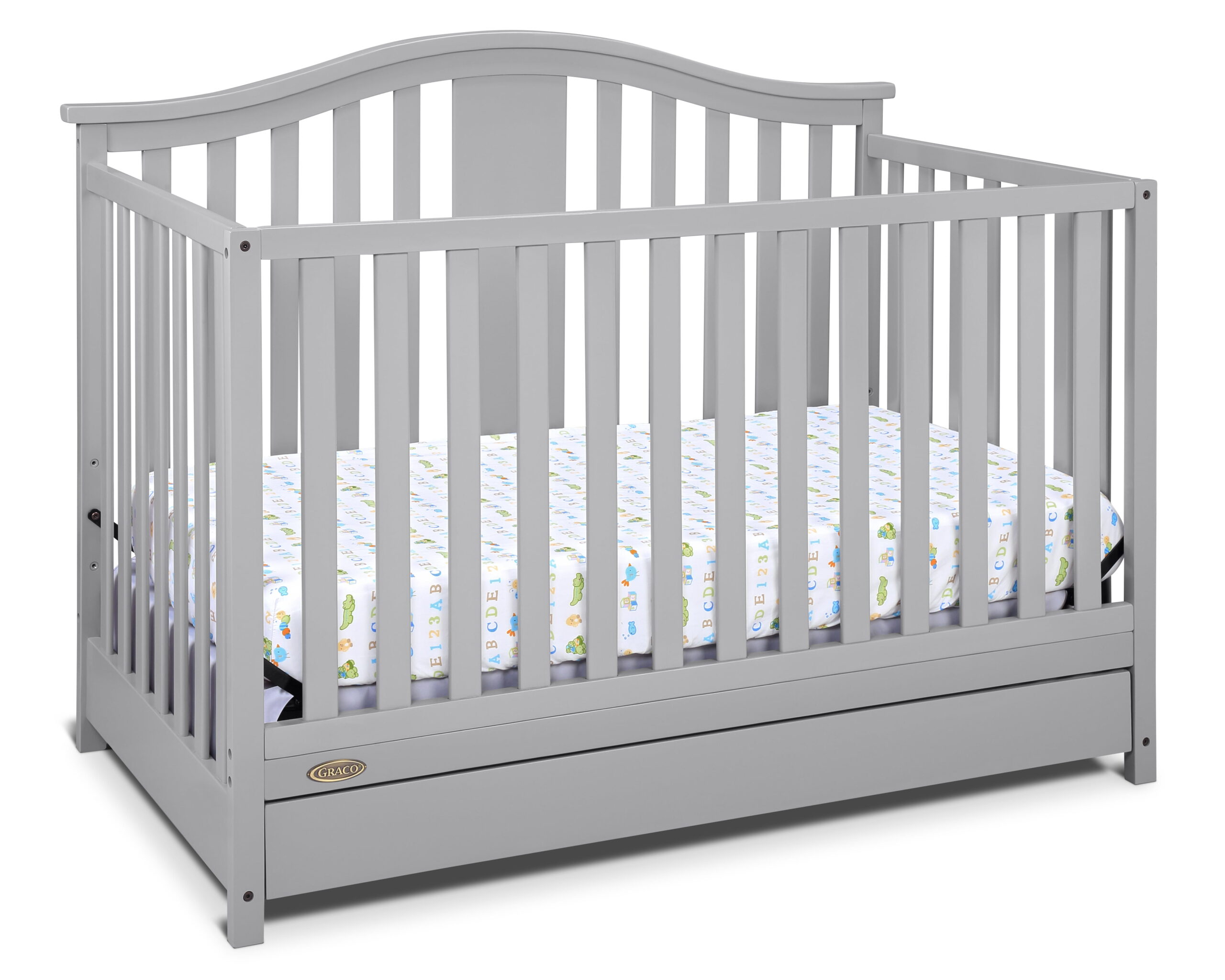 Graco Solano 5-in-1 Convertible Baby Crib with Drawer. Pebble Gray