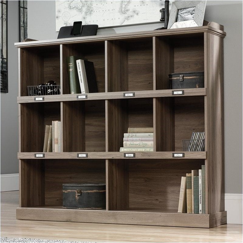 Pemberly Row Rustic Wood Short Book Shelves in Salt Oak