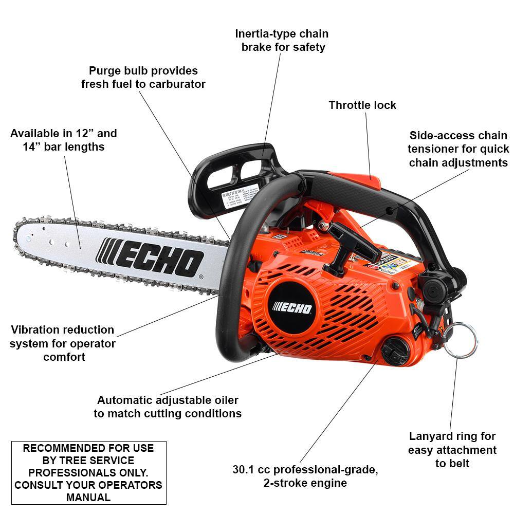 ECHO CS-303T-12 12 in. 30.1 cc Gas 2-Stroke Top Handle Chainsaw
