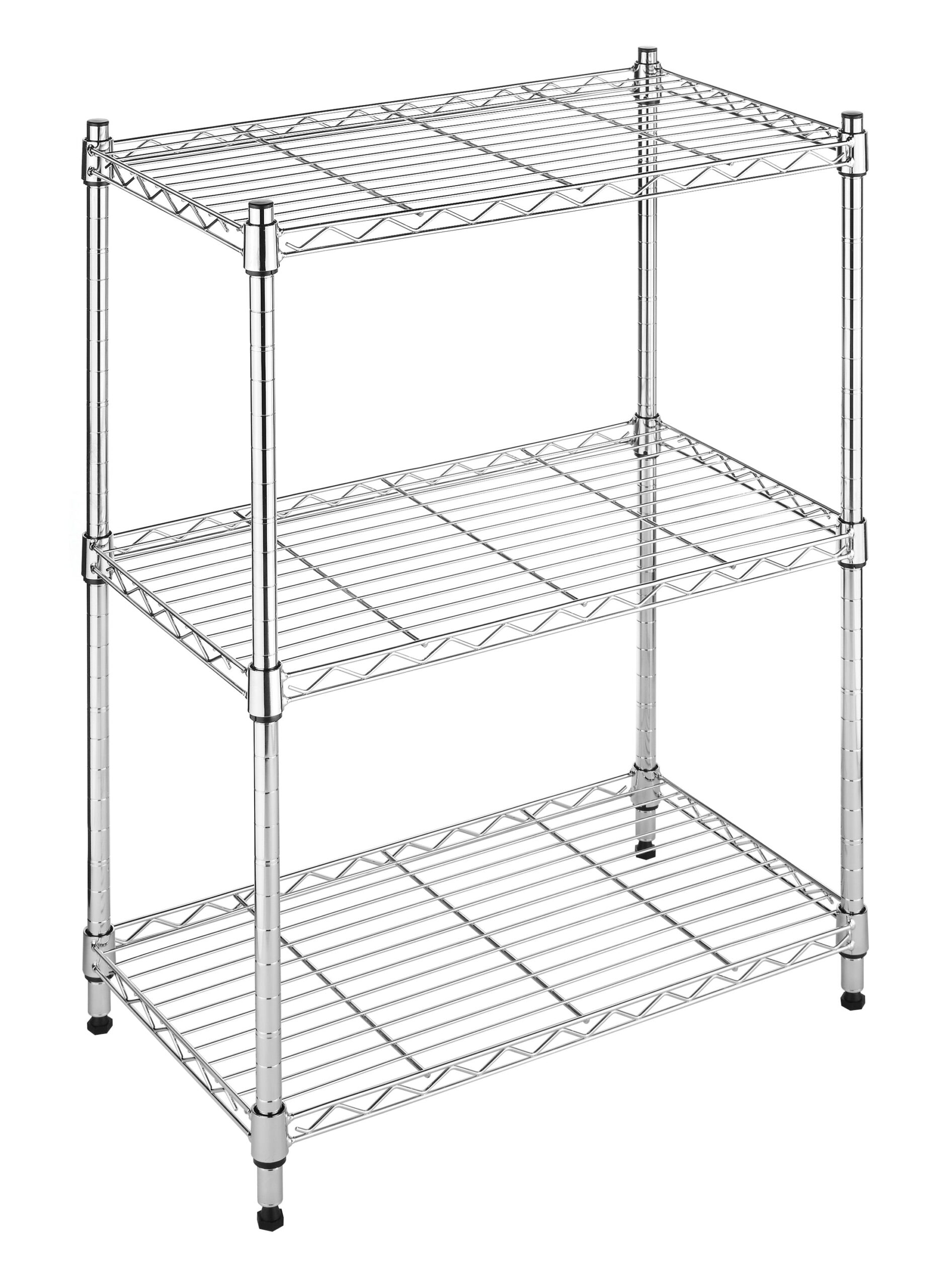 Whitmor Supreme Adjustable 23.15″W x 13.11″D x 29.9″H 3-Shelf Freestanding Shelves. Chrome