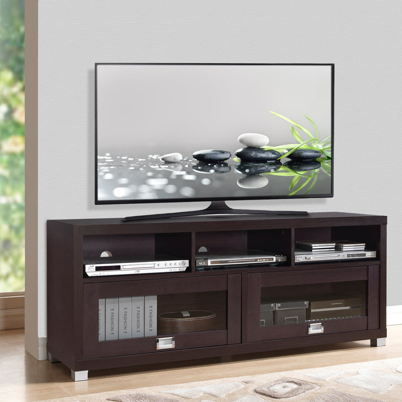 Techni Mobili 58″ Durbin TV Stand for TVs up to 75″. Espresso