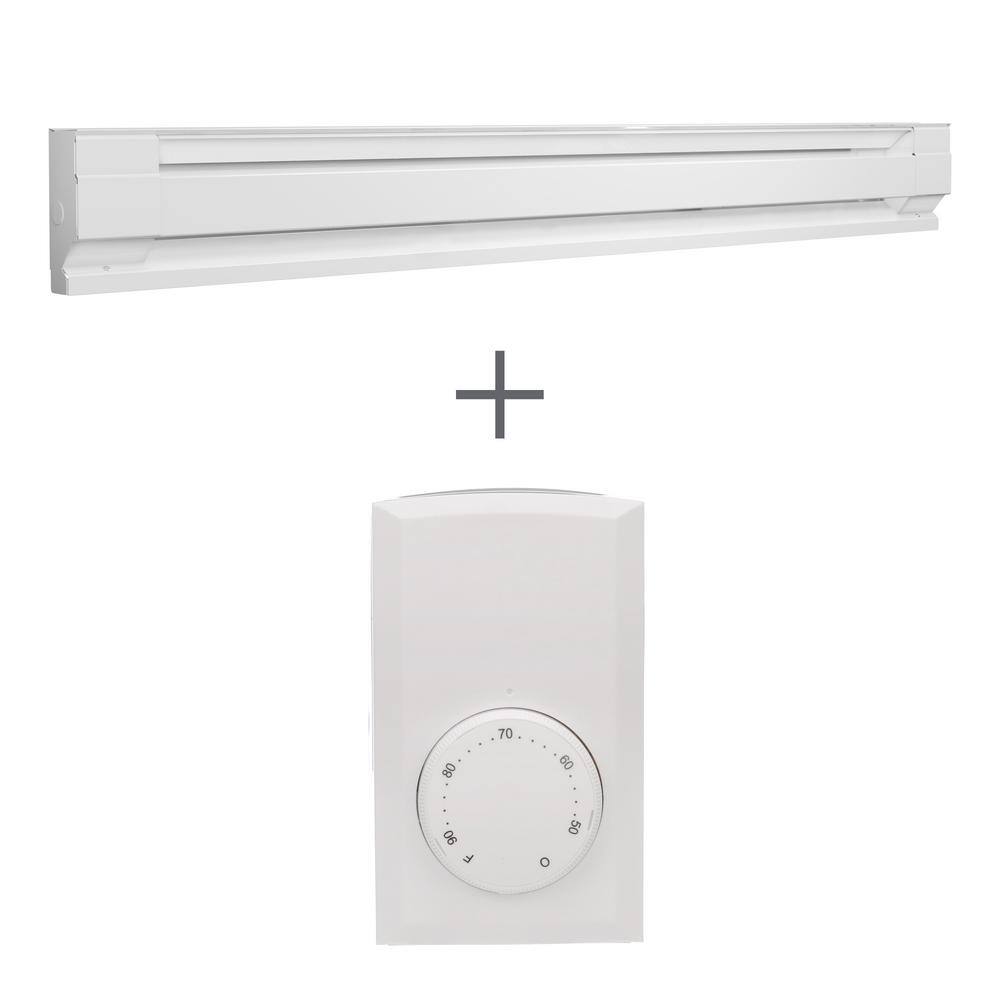 Cadet 20007 72 in. 240/208-volt 1.500/1.125-watt Electric Baseboard Heater in White with Wall Thermostat