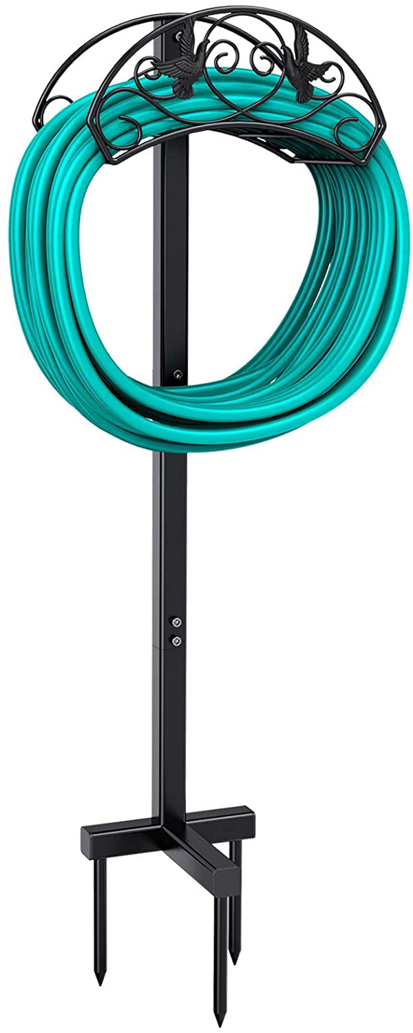 CreiYuan Garden Hose Holder. Water Hose Stand Freestanding Metal Hose Hanger. Detachable Heavy Duty Hose Storage Stand for Outdoor (Lovebirds)