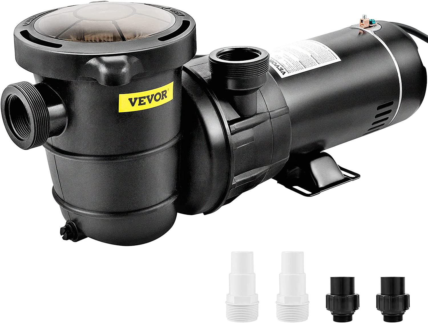 VEVOR Pool Pump Aboveground 1.5HP 115V. Single Speed. 5280GPH 1100W Powerful Swimming Pool Pump. Self Primming Pool Filtre Pump with Strainer Basket. 4 Pipe Fittings. Low Noise