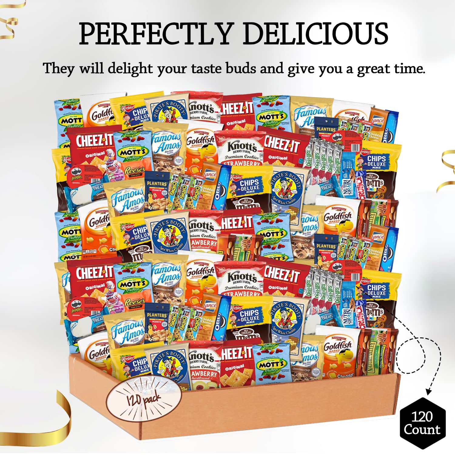 Snack Box Care Package (120 Count) Graduation 2023 Variety Snacks Gift Box - College Students. Military. Work or Home - Chips Cookies & Candy! shellys delight