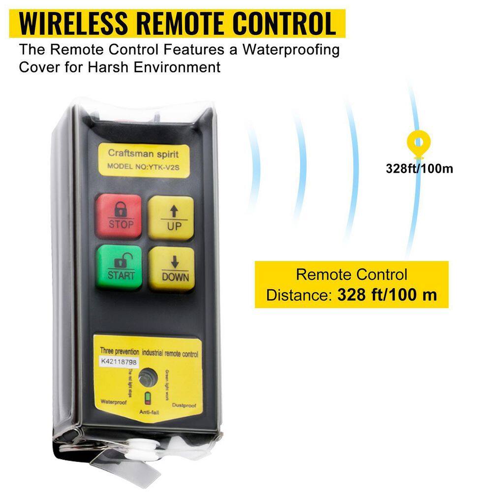 VEVOR DDHLWXYK1100B0001V1 1100 lbs. Electric Hoist 110-Volt Electric Winch Lift Single/Double Slings with Wireless Remote Control for Factories