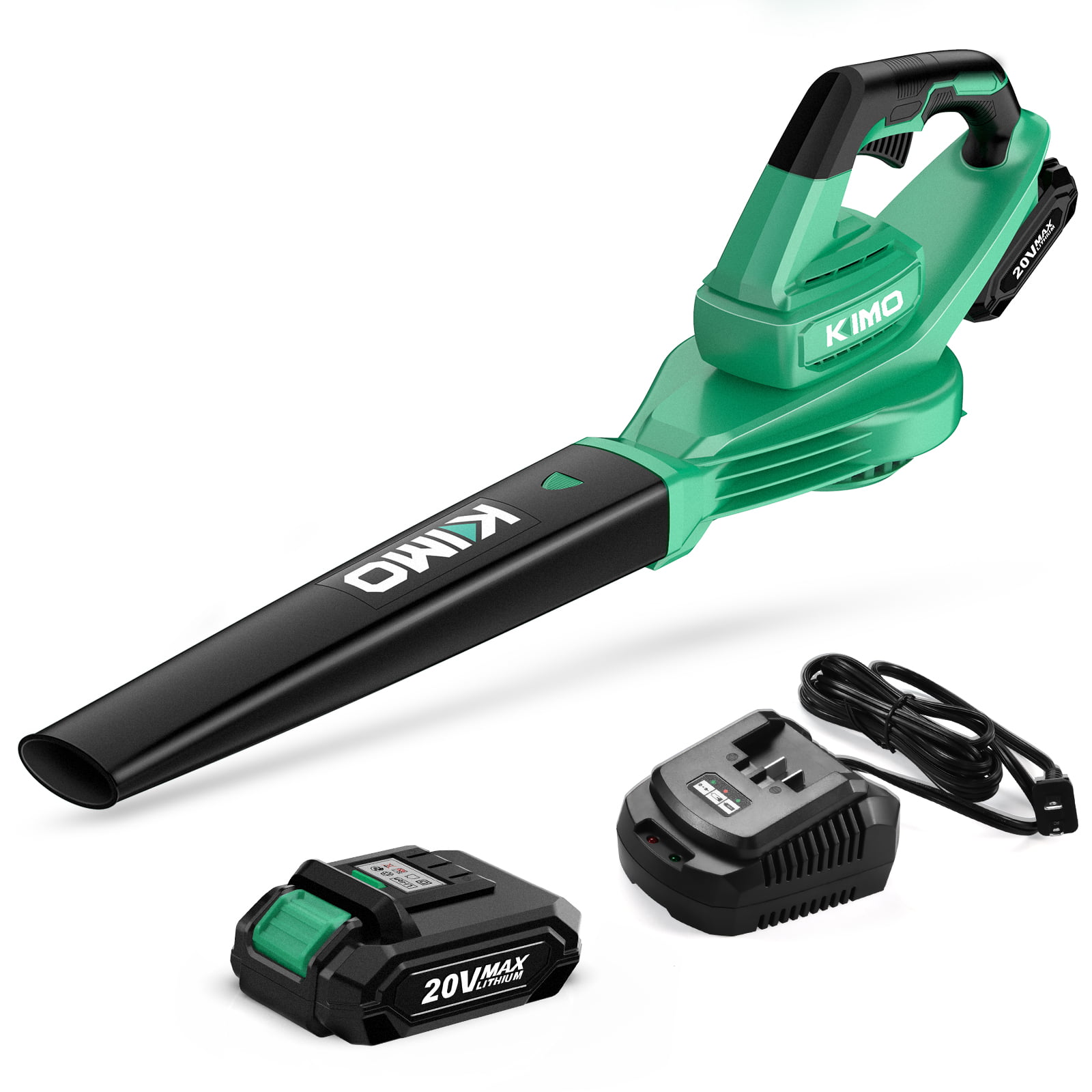KIMO Electric Leaf Blower - 20V Leaf Blower Cordless with Battery & Charger. Battery Leaf Blower