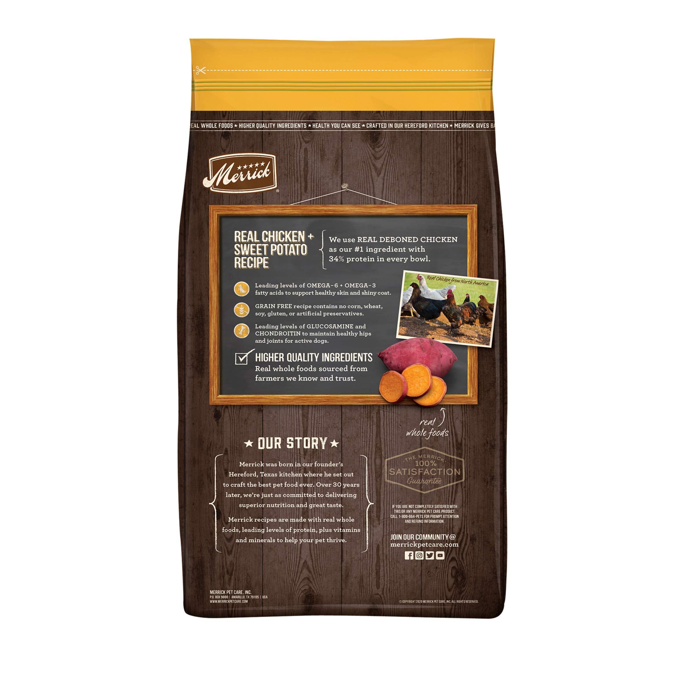 Merrick Dry Dog Food. Real Chicken and Sweet Potato Grain Free Dog Food Recipe - 22.0 lb. Bag