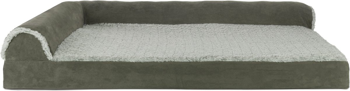 FurHaven Two-Tone Deluxe Chaise Memory Top Cat & Dog Bed w/Removable Cover - Dark Sage. Jumbo