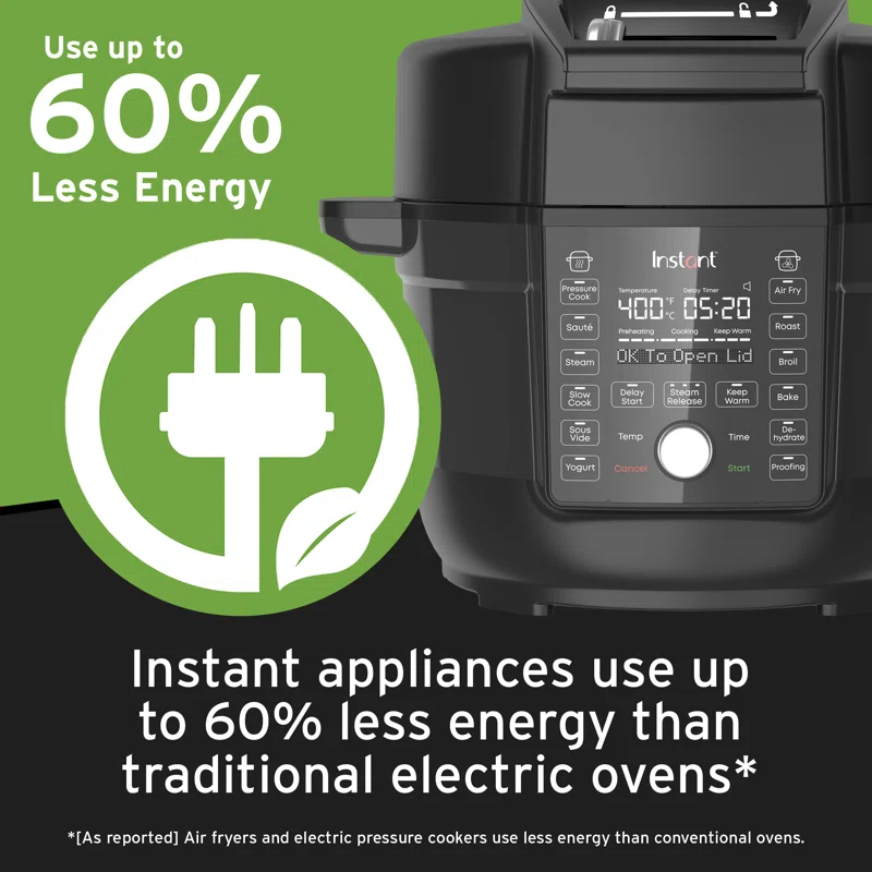 Instant Pot 140-0068-01 Duo Crisp Ultimate Lid 13-in-1 Air Fryer and Pressure Cooker Combo. Sauté. Slow Cook. Bake. Steam. Warm. Roast. Dehydrate. Sous Vide. & Proof. App With Over 800 Recipes. 6.5 Quart