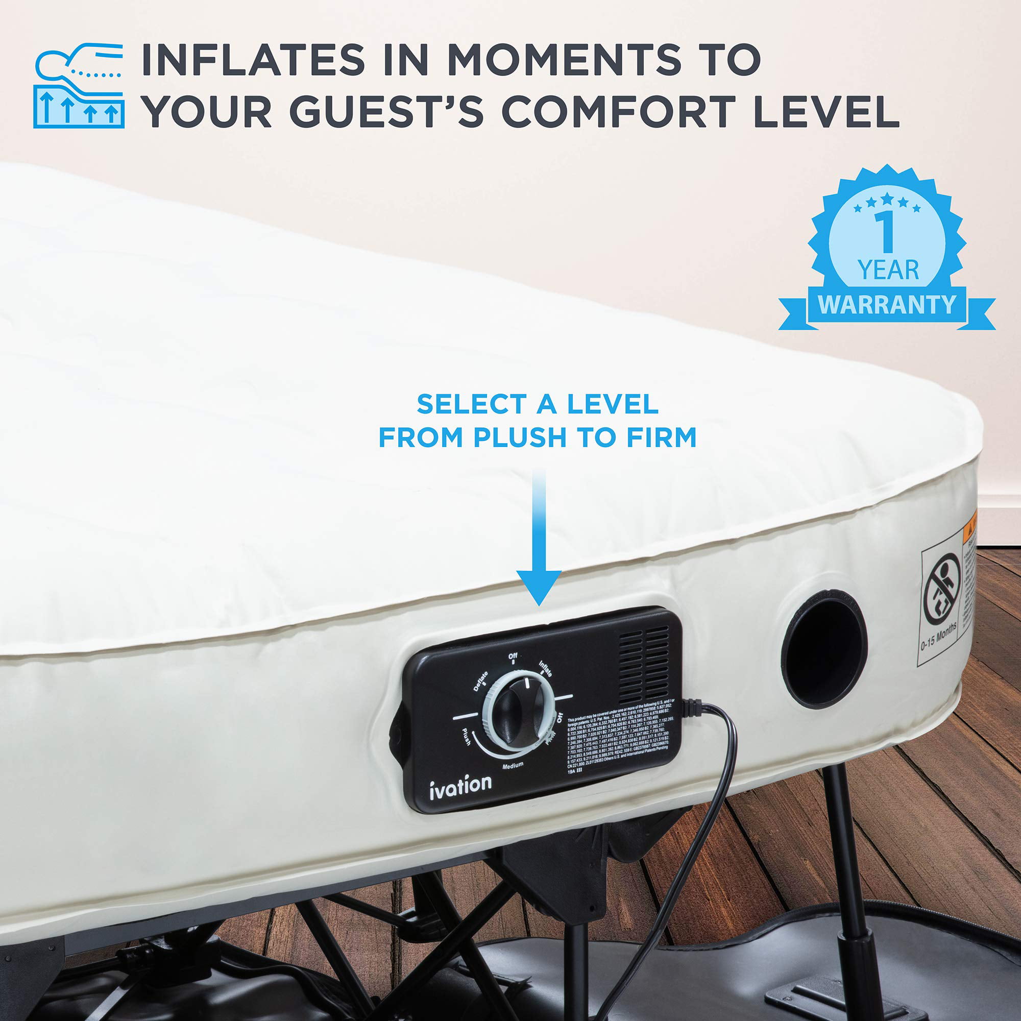 Ivation EZ-Bed. King Air Mattress with Built in Pump. Self Inflatable Mattress -  22.5 H