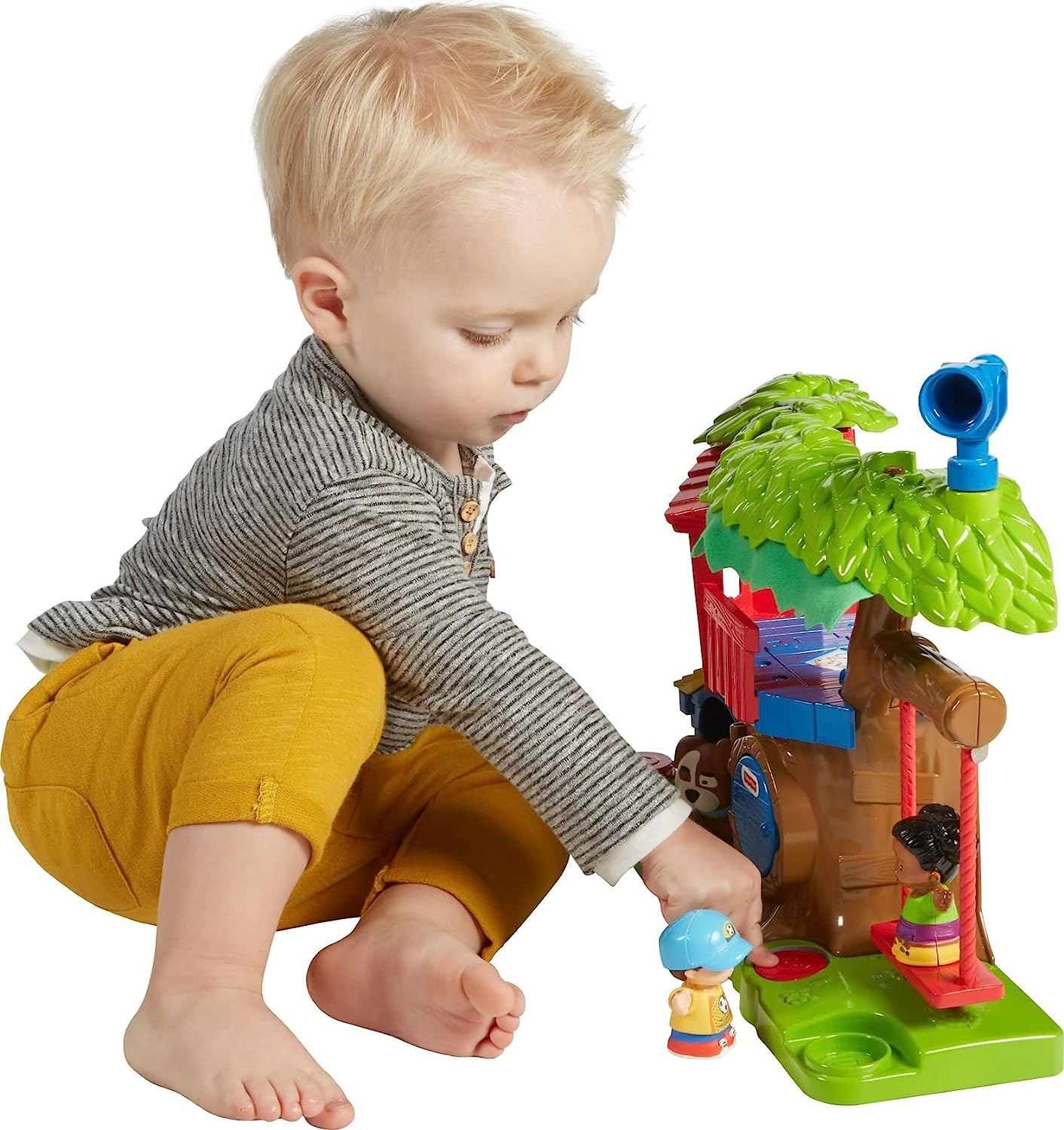 Fisher-Price Little People Toddler Musical Toy Swing & Share Treehouse Playset with 3 Figures for Pretend Play Ages 1+ Years