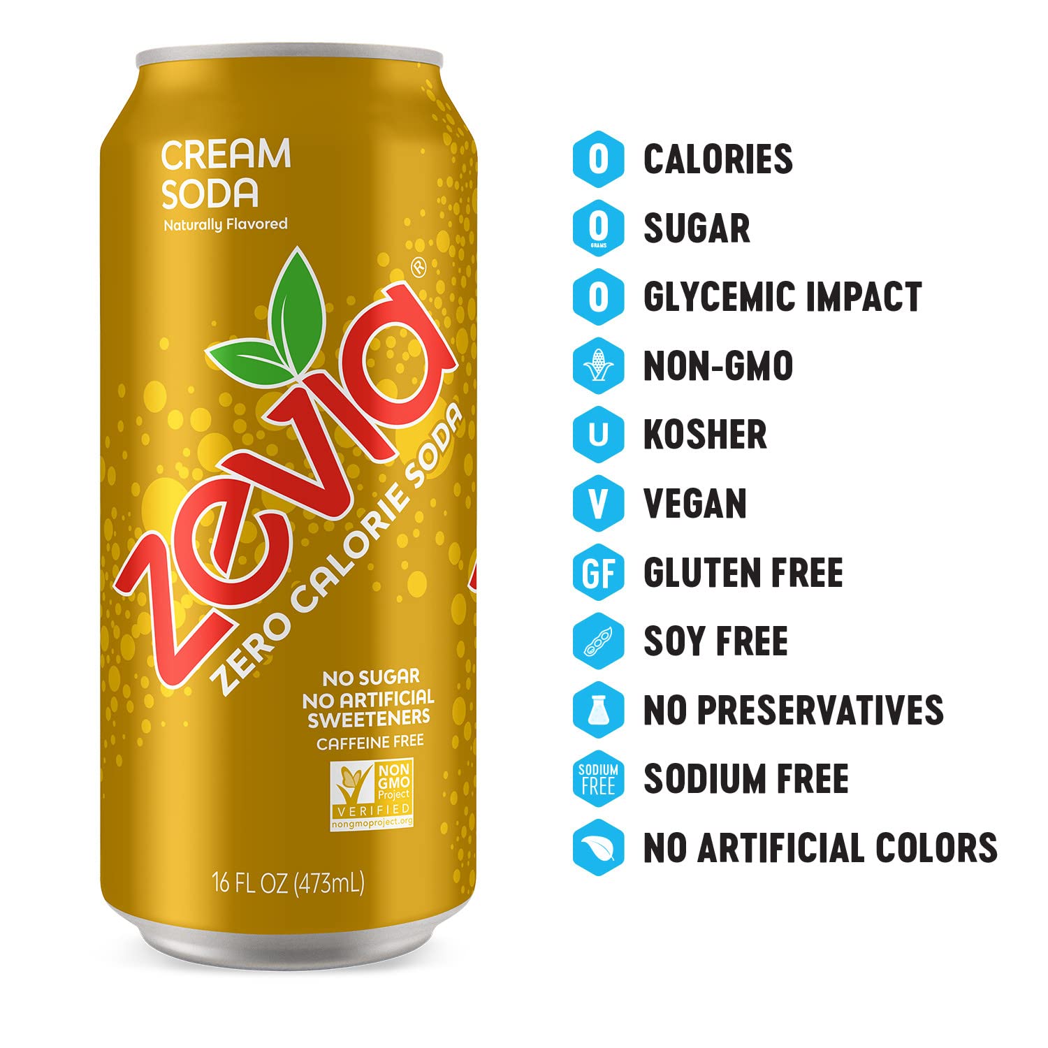 Zevia Zero Calorie Cream Soda. 16 Ounce Cans (Pack of 12)