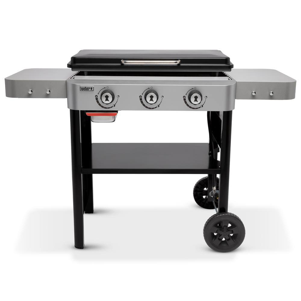 Weber 43310201 3 Burner Propane Gas Grill 28 in. Flat Top Griddle in Black