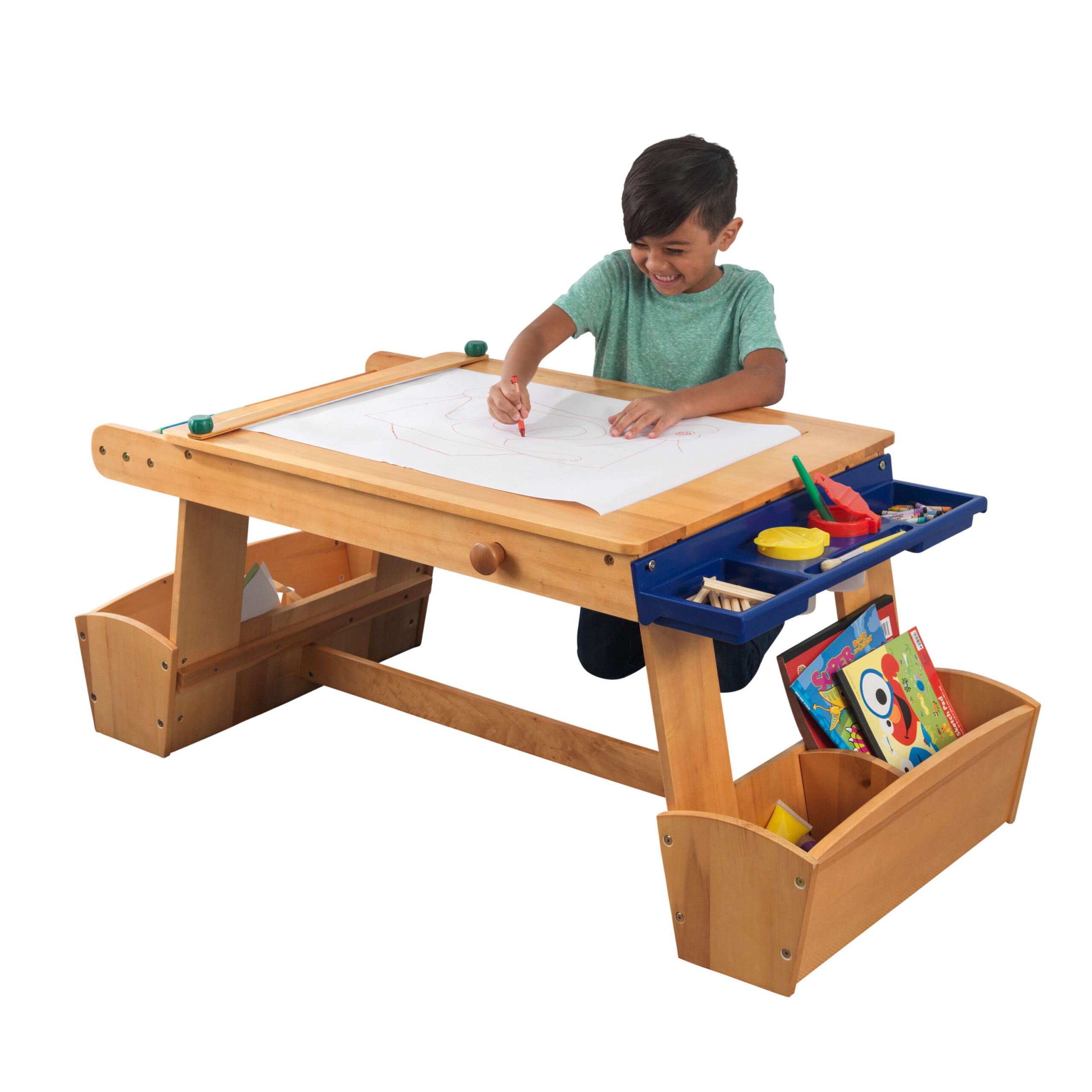 KidKraft Wooden Art Table with Drying Rack & Storage Bins. Natural