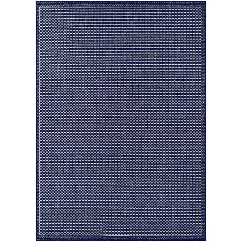 Couristan  Recife Saddle Stitch Ivory-Indigo 8 ft. x 11 ft. Indoor/Outdoor Area Rug