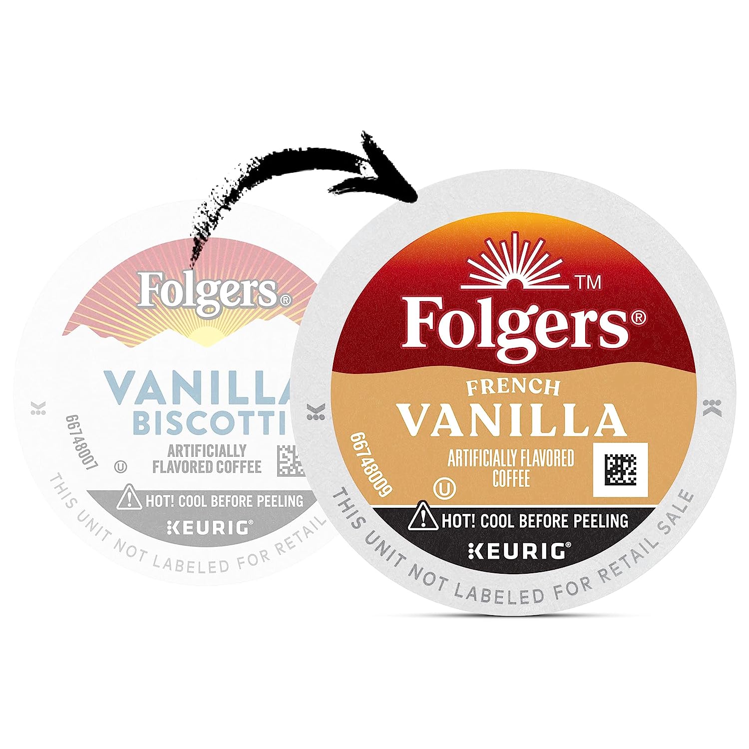 Folgers Vanilla Biscotti Flavored Coffee. 72 Keurig K-Cup Pods. 12 Count (Pack of 6)