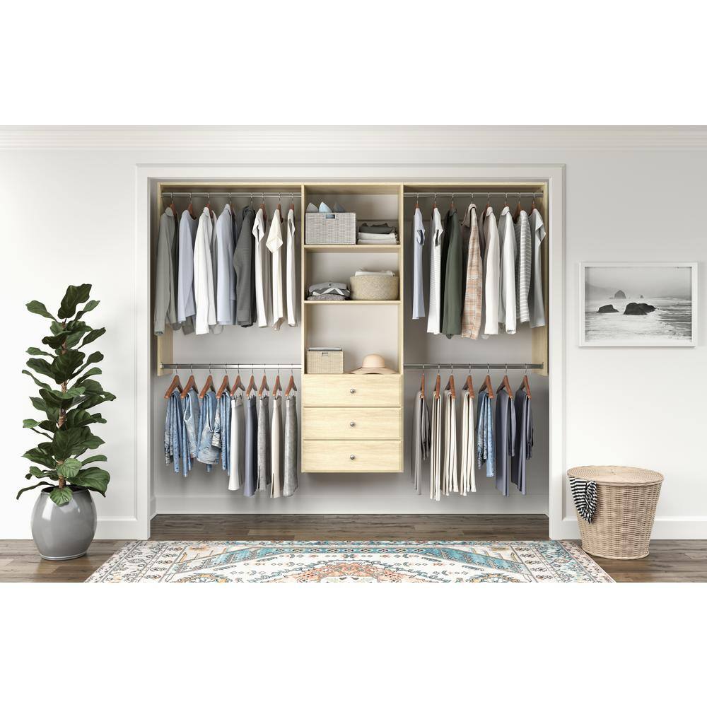 Closet Evolution HG55 Premium 60 in. W - 96 in. W Harvest Grain Wood Closet System