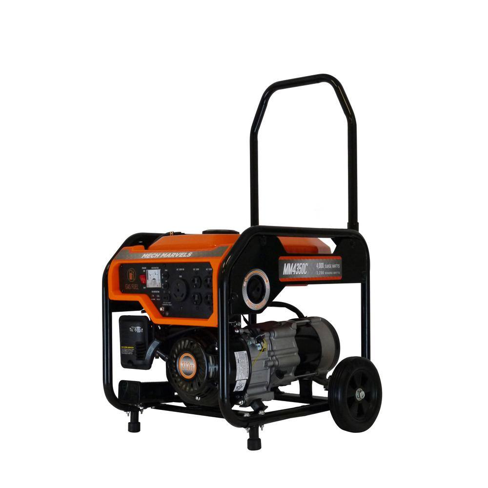 Mech Marvels MM4350C 4.000-Watt Re-coil Start Gasoline Powered Portable Generator Carb Compliant with RV Outlet and CO Shutdown Sensor