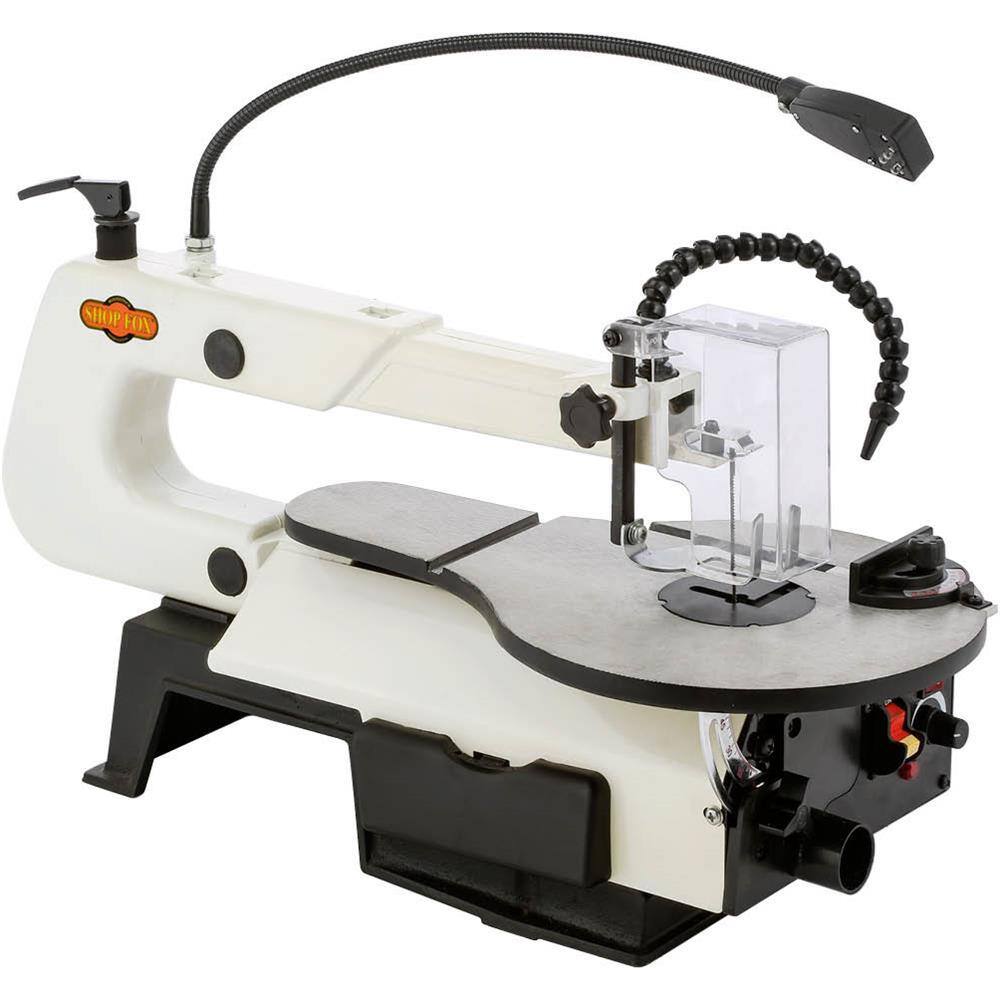 Shop Fox W1872 16 in. VS Scroll Saw with Foot Switch. LED. Miter Gauge and Rotary Shaft