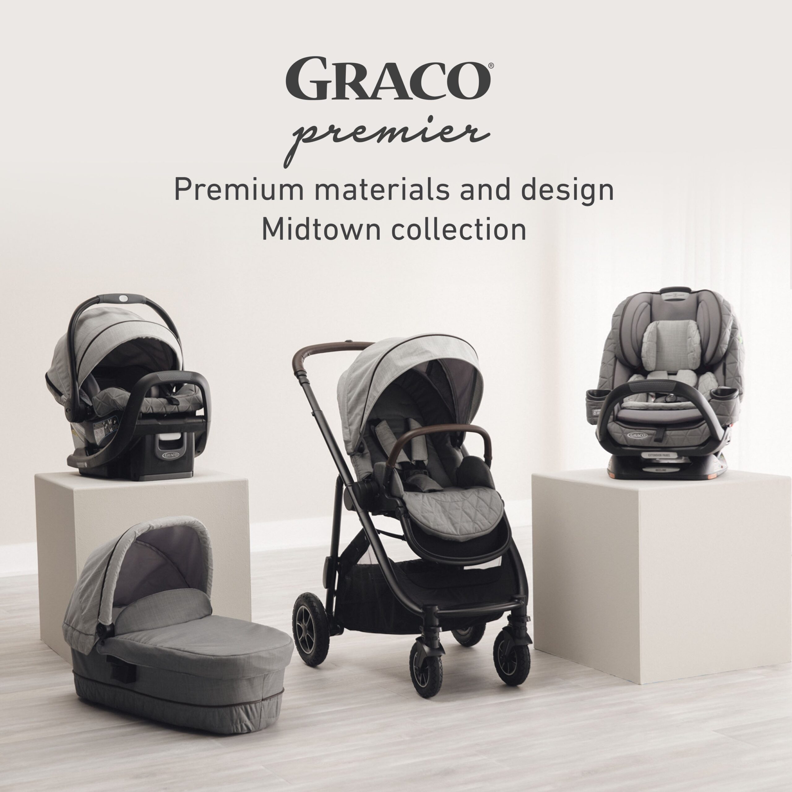 Graco Premier SnugRide SnugFit 35 XT featuring Load Leg Technology. Midtown Collection- Midtown