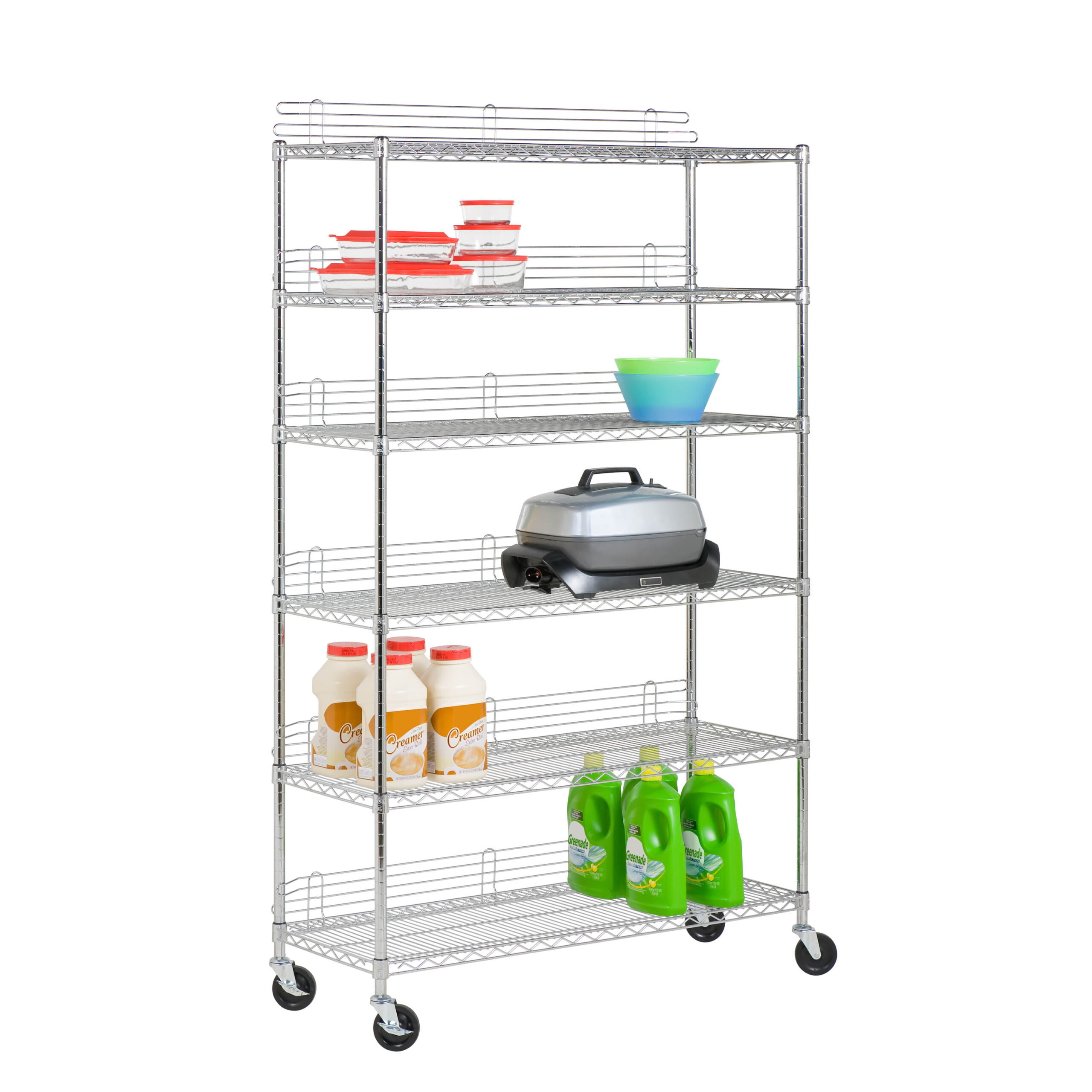 Honey-Can-Do 6-Tier Heavy-Duty Adjustable Shelving Unit With 400-lb Shelf Weight Capacity. Chrome.Shelves & Shelf Units Chrome.Steel