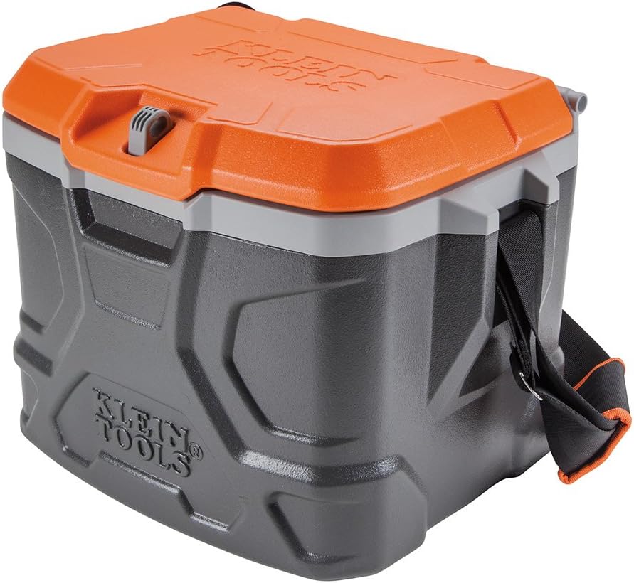 Klein Tools 55600 Work Cooler. 17-Quart Lunch Box Holds 18 Cans. Keeps Cool 30 Hours. Seats 300 Lb. Tradesman Pro Tough Box