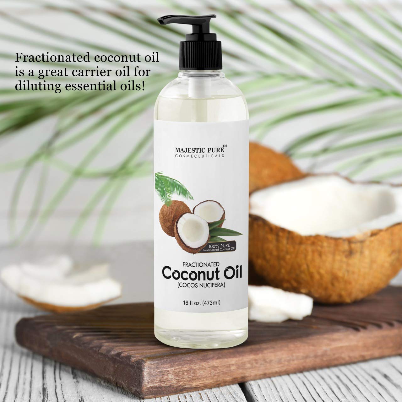 Majestic Pure Fractionated Coconut Oil - Relaxing Massage. Liquid Carrier Oil