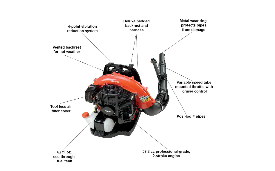 ECHO PB-580T 216 MPH 517 CFM 58.2cc Gas 2-Stroke Cycle Backpack Leaf Blower with Tube Throttle