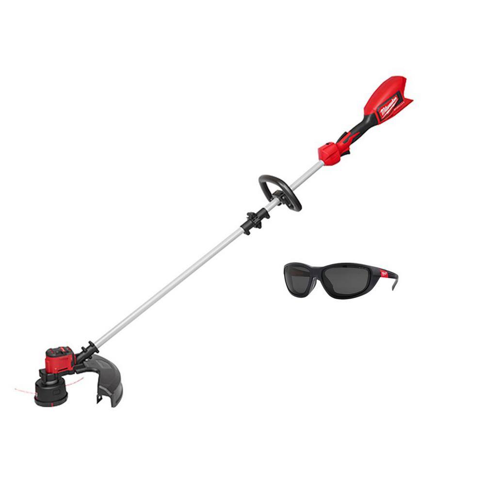 Milwaukee 2828-20-48-73-2045 M18 18V Lithium-Ion Brushless Cordless String Trimmer (Tool-Only) with Performance Polarized Safety Glasses