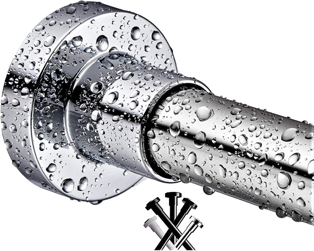 BRIOFOX Shower Curtain Rods 42-72 Inches. Rust Free + Non-Fall Down