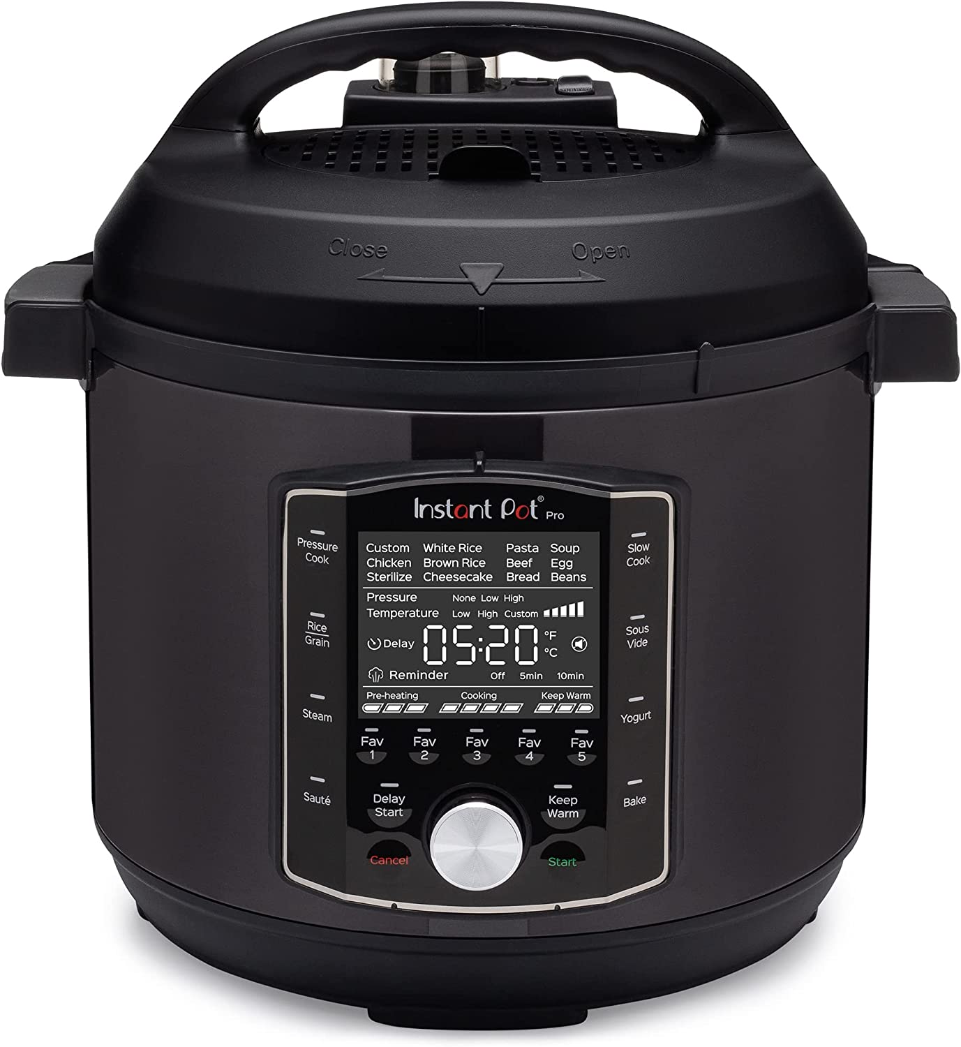 Instant Pot Pro 10-in-1 Pressure Cooker. Slow Cooker. Rice/Grain Cooker. Steamer. Sauté. Sous Vide. Yogurt Maker. Sterilizer. and Warmer. Includes Free App with over 1900 Recipes. Black. 8 Quart