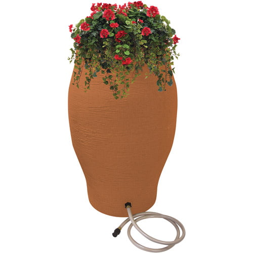 Rescue 50 Gallon Flatback Stoneware Urn Rain Barrel. 50 Gallons. Terracotta