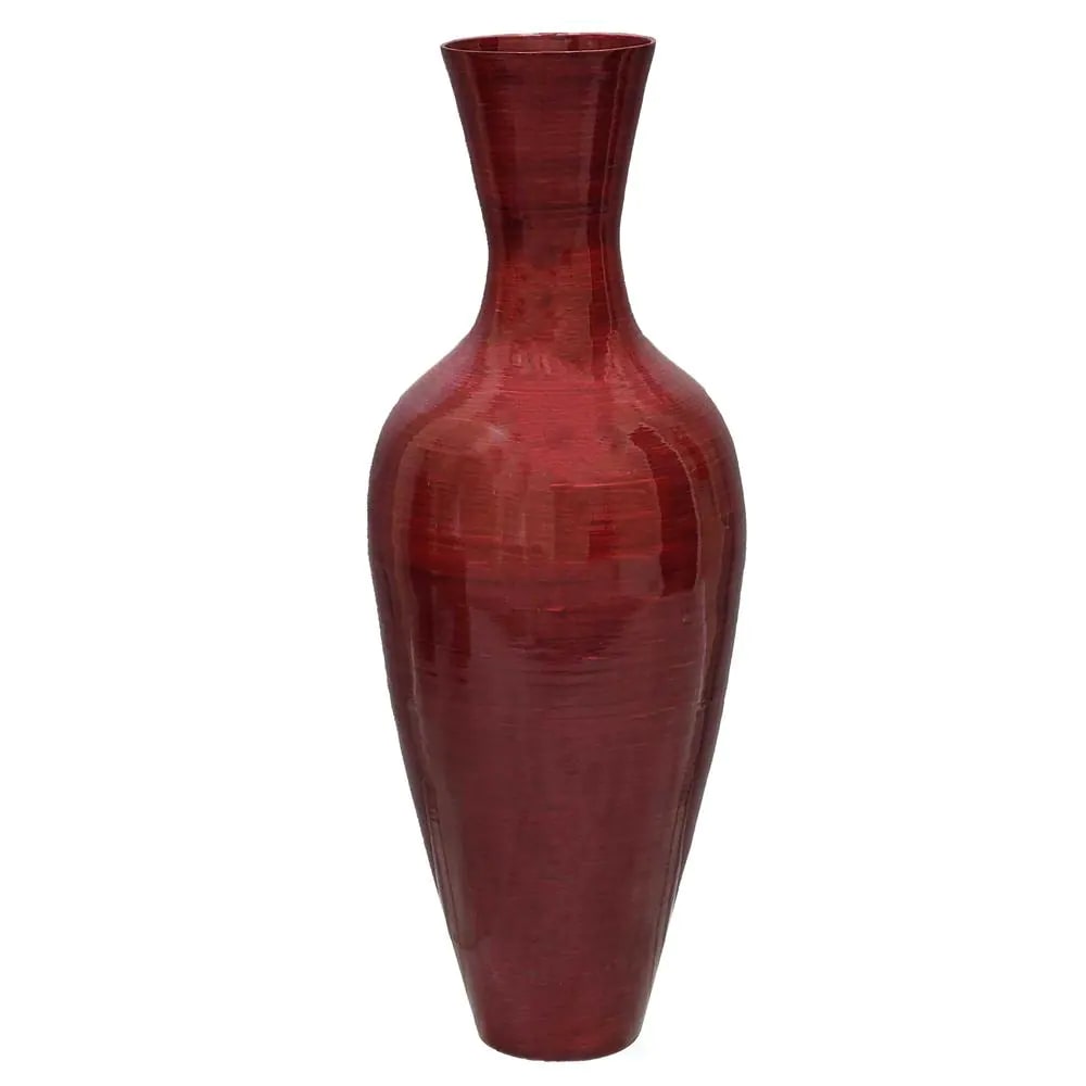 Uniquewise Modern Tall Bamboo Floor Vase. Glossy Red