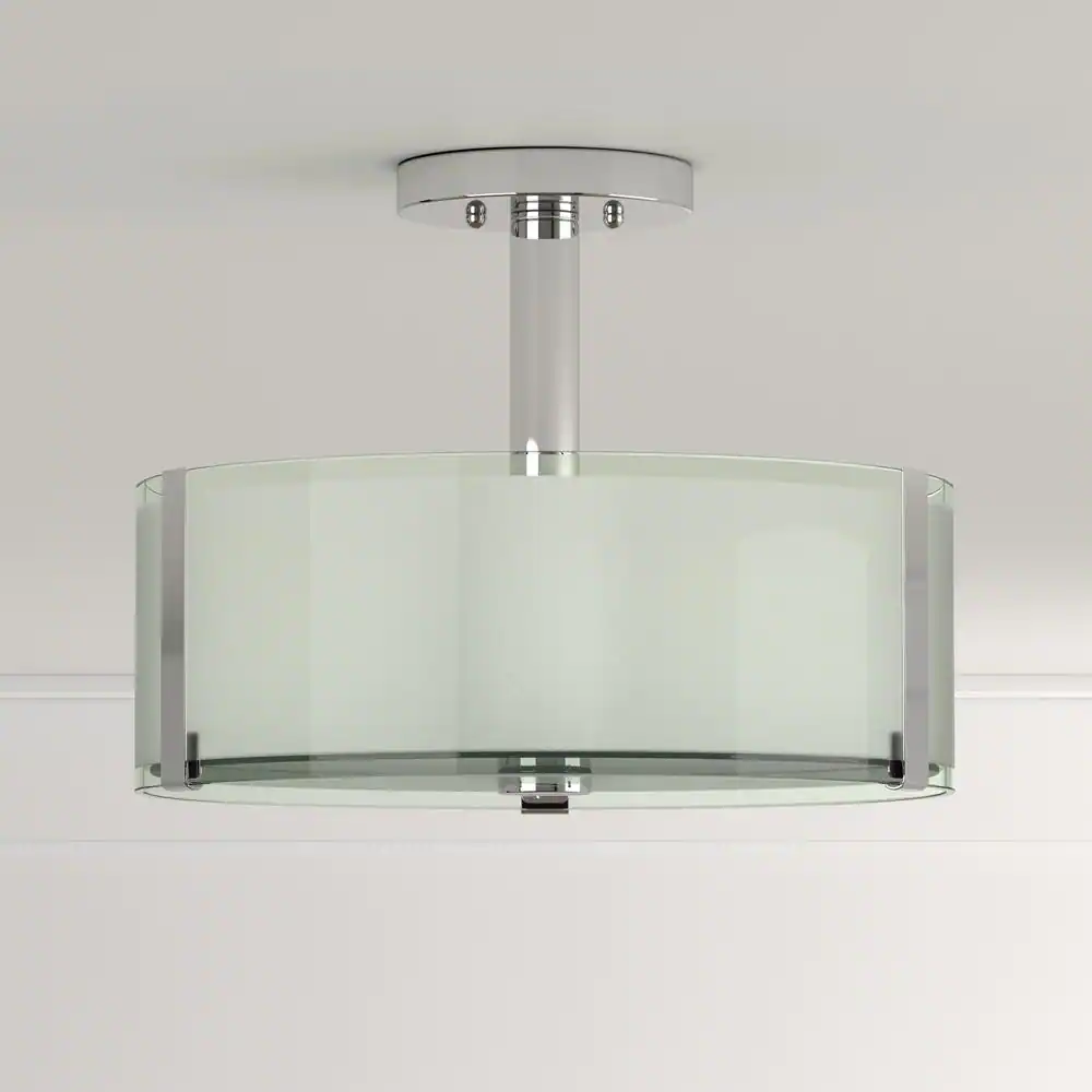 Hampton Bay Bourland CP0902 14 in. 3-Light Polished Chrome Semi-Flush Mount Kitchen Ceiling Light Fixture