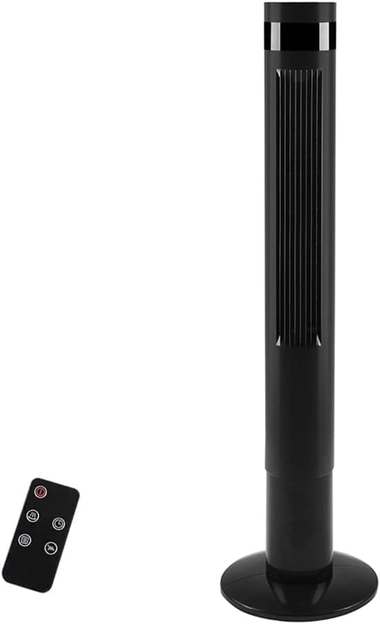 R.W.FLAME Tower Fan. Oscillation fan with Remote Control. Standing fan for office. 3 Wind Modes.Time Settings. Portable Bladeless Floor Fans for Home with Children/Pets/Elders(43″. Black)